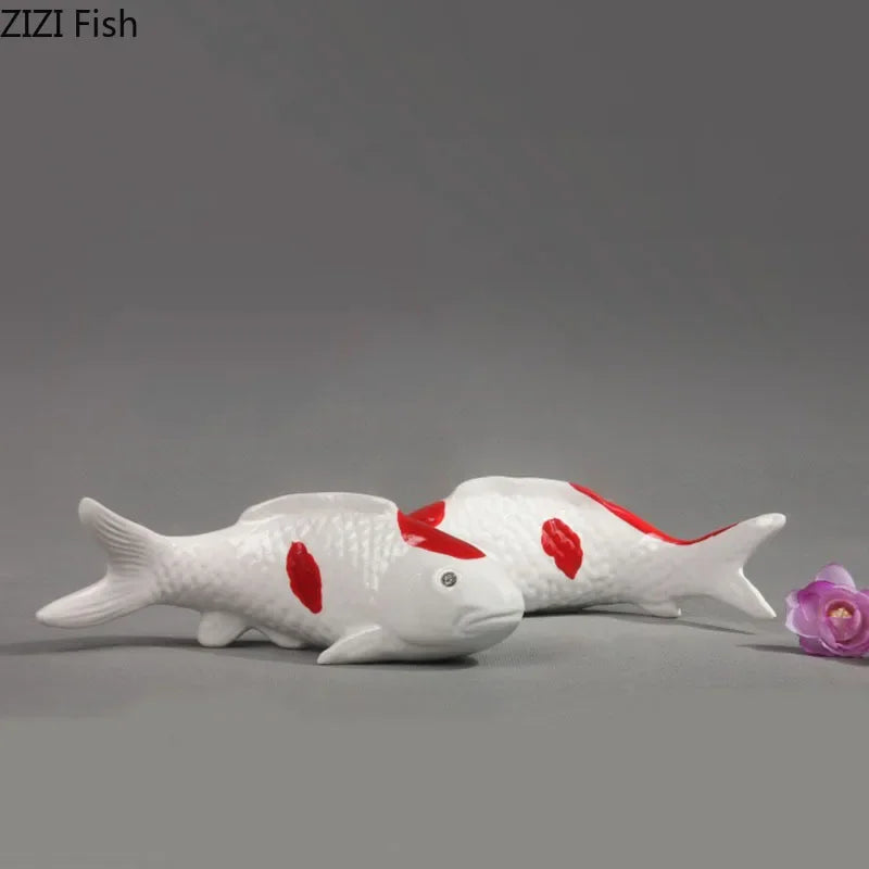 décoration murale moderne poissons rouges feuilles lotus blanc argenté verte