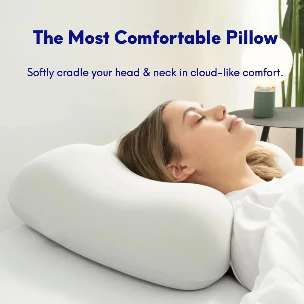 oreiller mousse mémoire forme cervicale ergonomique contoured dormir latéral dos couverture freshface polyester coton