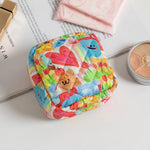 sacs cosmétiques toile jaune vert bleu blanc rose patchwork pois fleurs vintage zip
