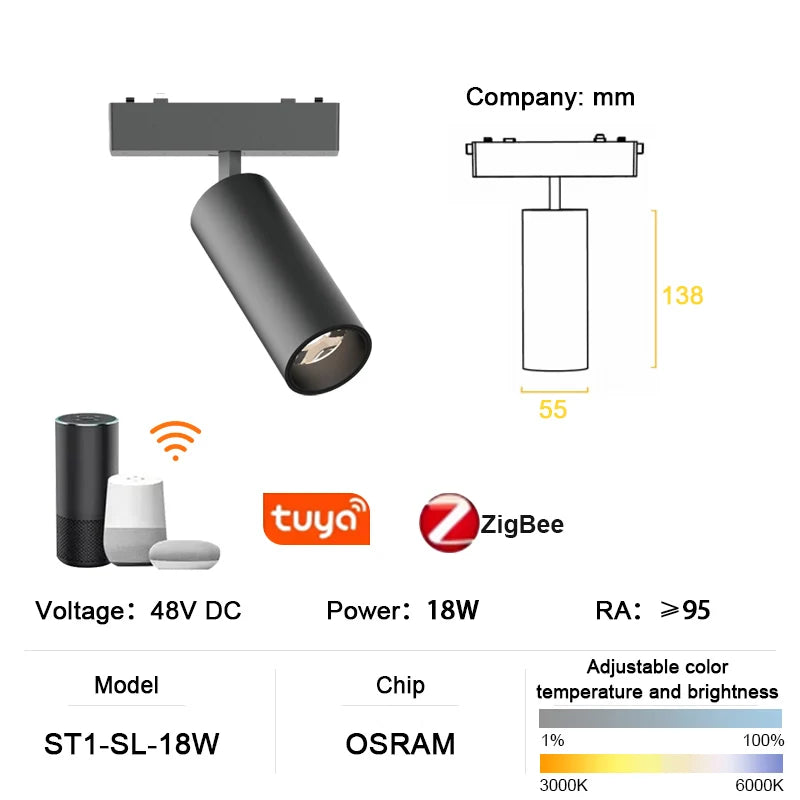 luminaire led rail magnétique noir moderne système éclairage intelligent intérieur ultra mince
