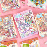 livre stickers scènes miniatures animaux mignons illustrations cartoon rose blanc multicolore