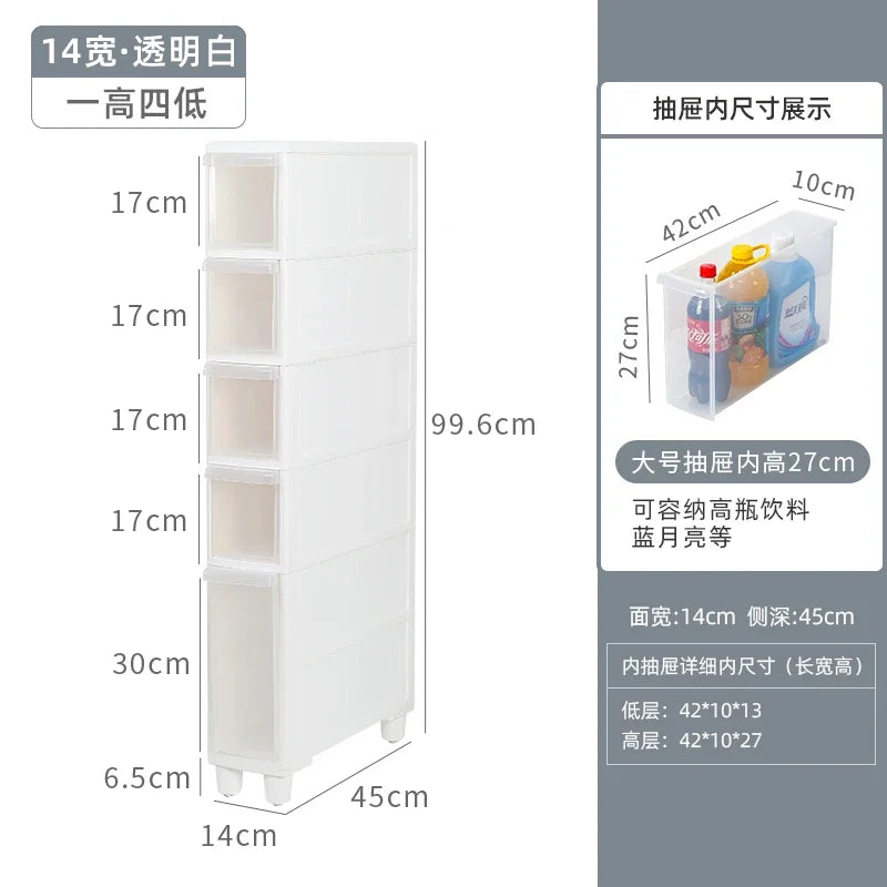 meuble rangement modulaire blanc boîtes transparentes roulettes organisation maison moderne