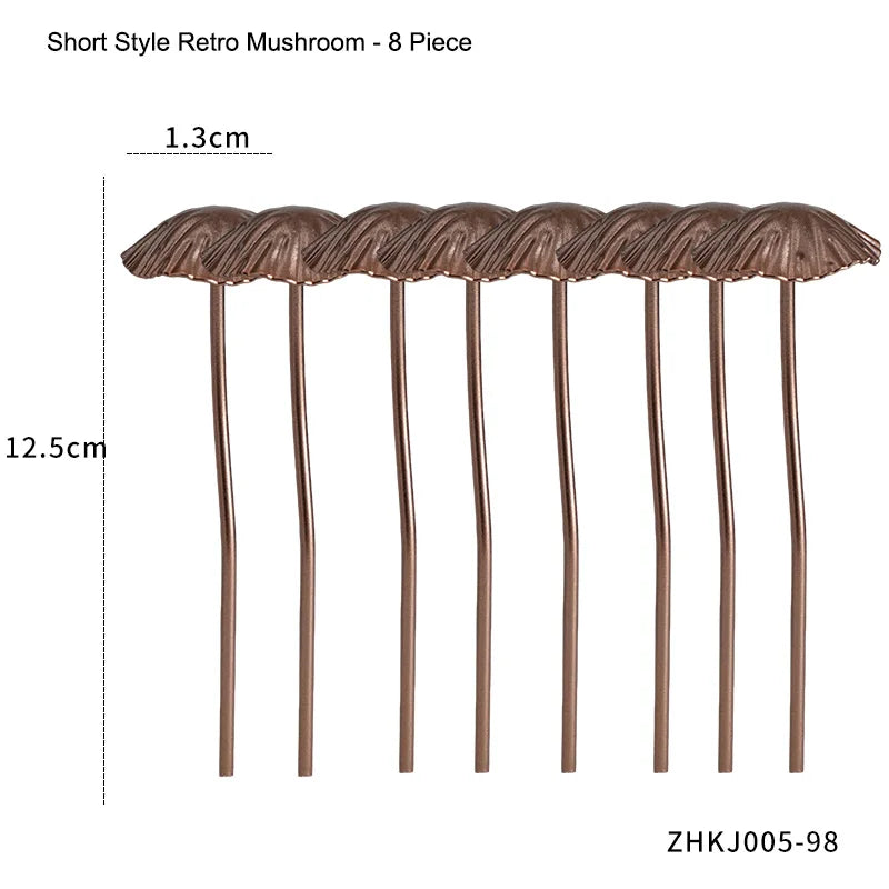 piquets decoratifs jardin metal forme champignons retro decoration exterieure printemps amusants miniatures marron gris
