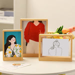 cadre photo moderne transparent double face bois naturel couleurs vives illustrations personnes