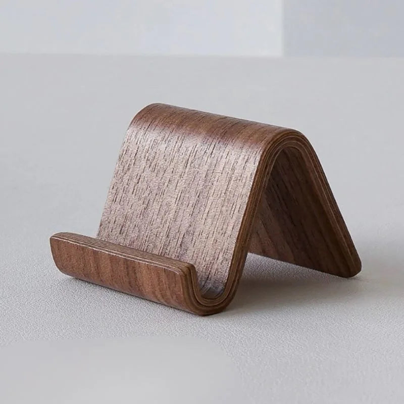 support smartphone marron foncé texture bois minimaliste adhésif deco multifonctionnel porte cartes visite étagère