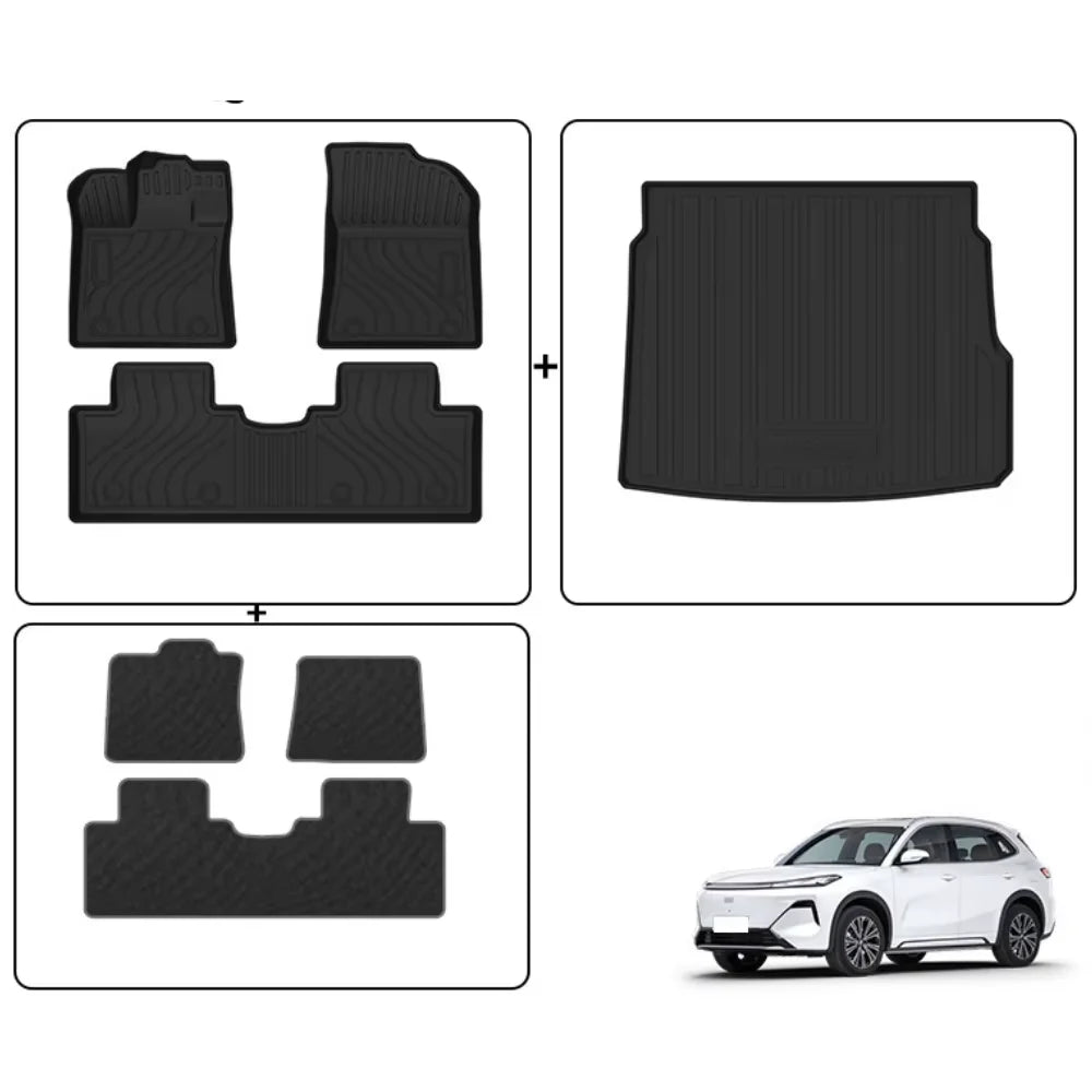 tapis sol voiture noir rayures horizontales surface rugueuse moderne résistant eyelets six pièces