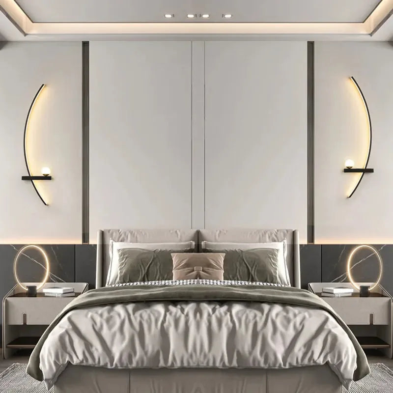 lampes murales modernes étagère noir blanc marbre dimmable 2000lm 105cm