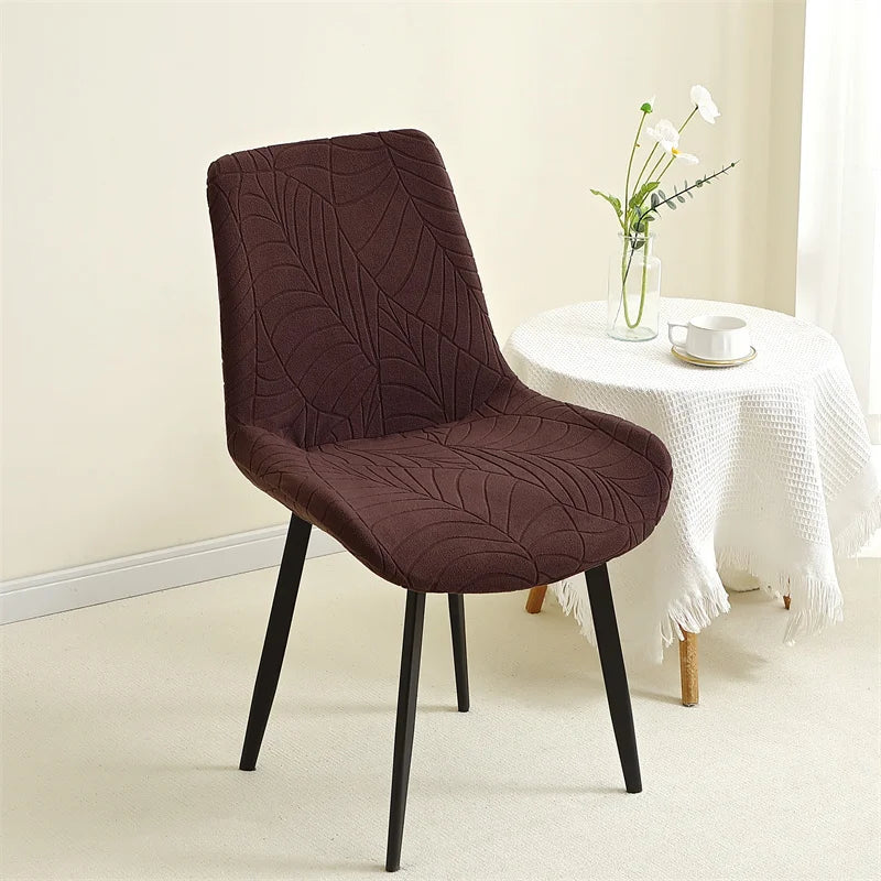 housse chaise moderne jacquard motif feuilles gris clair protection siège banquet mariage