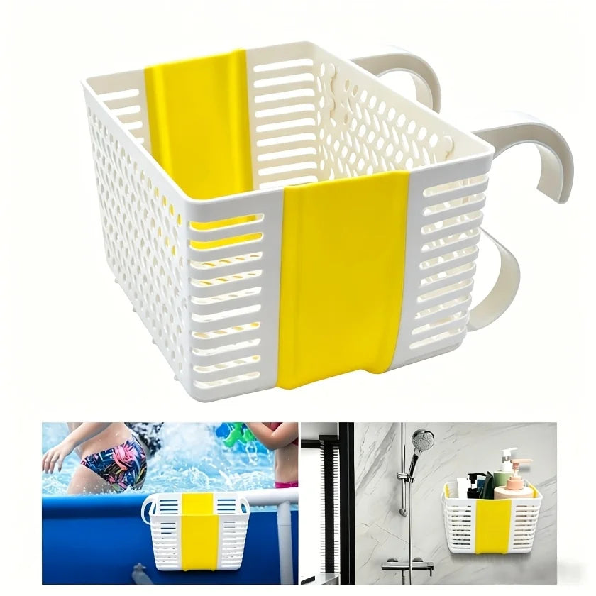 organisateur piscine suspendu bleu perforations feuilles étoiles ventouses crochets transport articles divers moderne