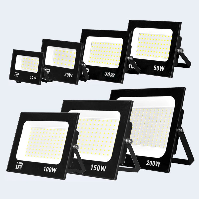 projecteur led extérieur moderne 10w 20w 30w 50w 100w 150w 200w noir ip66