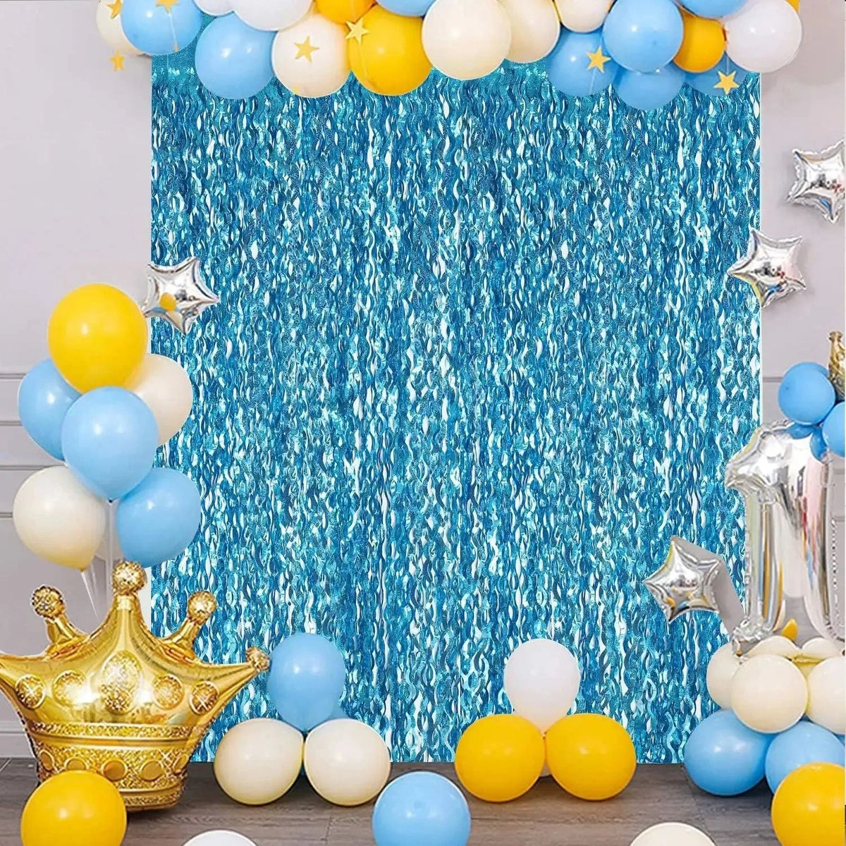 rideau moderne bleu ondulé adhésif double face 100cm 200cm événements