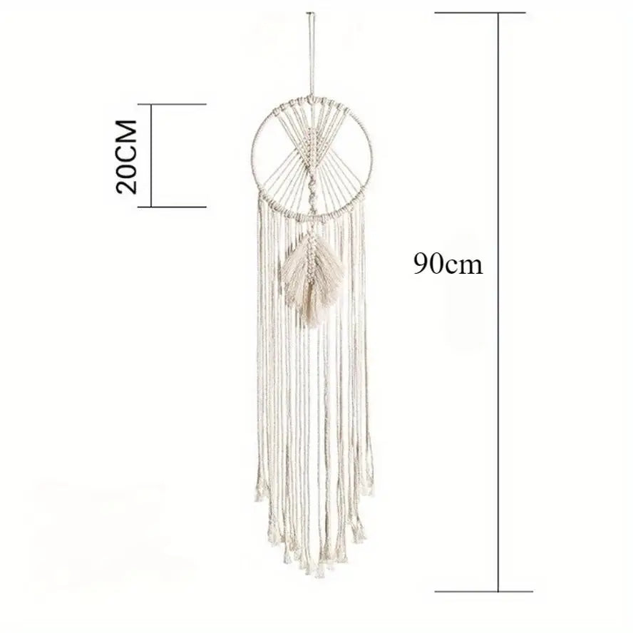 attrape rêves boho chic macramé plume franges beige clair noels réguliers chambre décoration