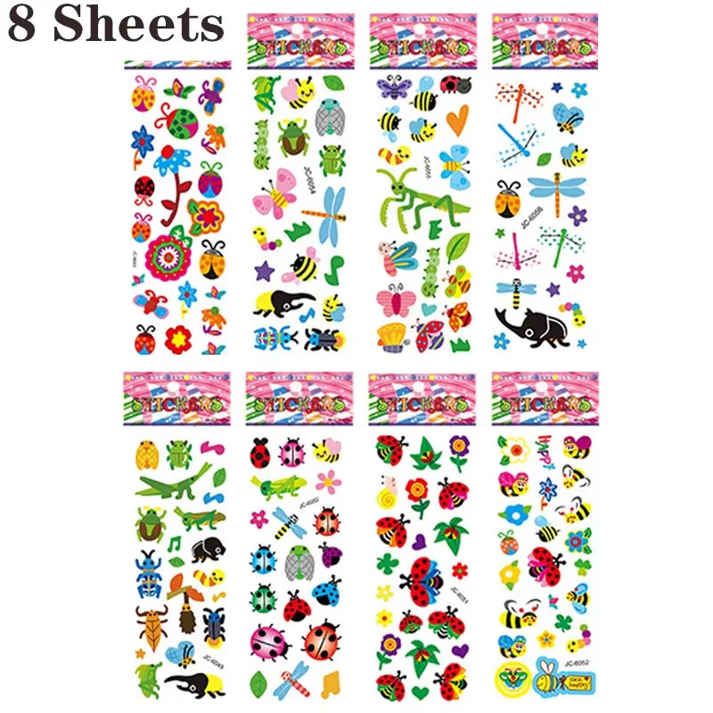 sticker 3d multicolore animaux fruits chiffres scrapbooking deco journal enfants cartoonaufs clips