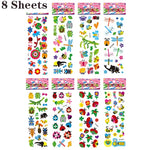 sticker 3d multicolore animaux fruits chiffres scrapbooking deco journal enfants cartoonaufs clips