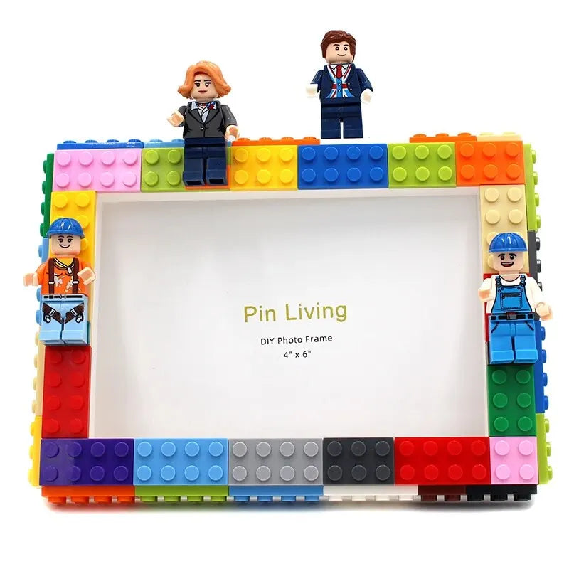 cadre photo diy multicolore texture lego créatif moderne figurines lego