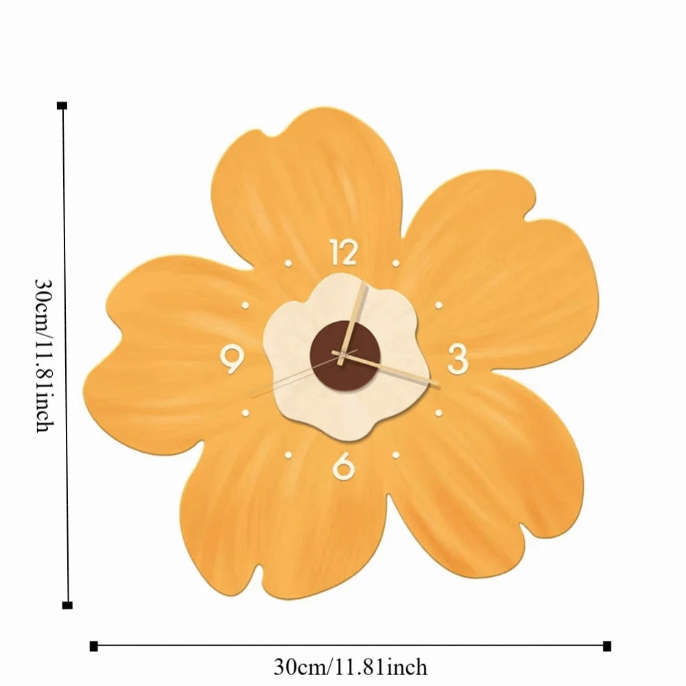 horloge murale fleur moderne minimaliste blanc orange rose vert beige