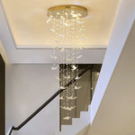 suspension lumineuse moderne papillons cristal bleu transparent élégante lumière chaînes haute qualité