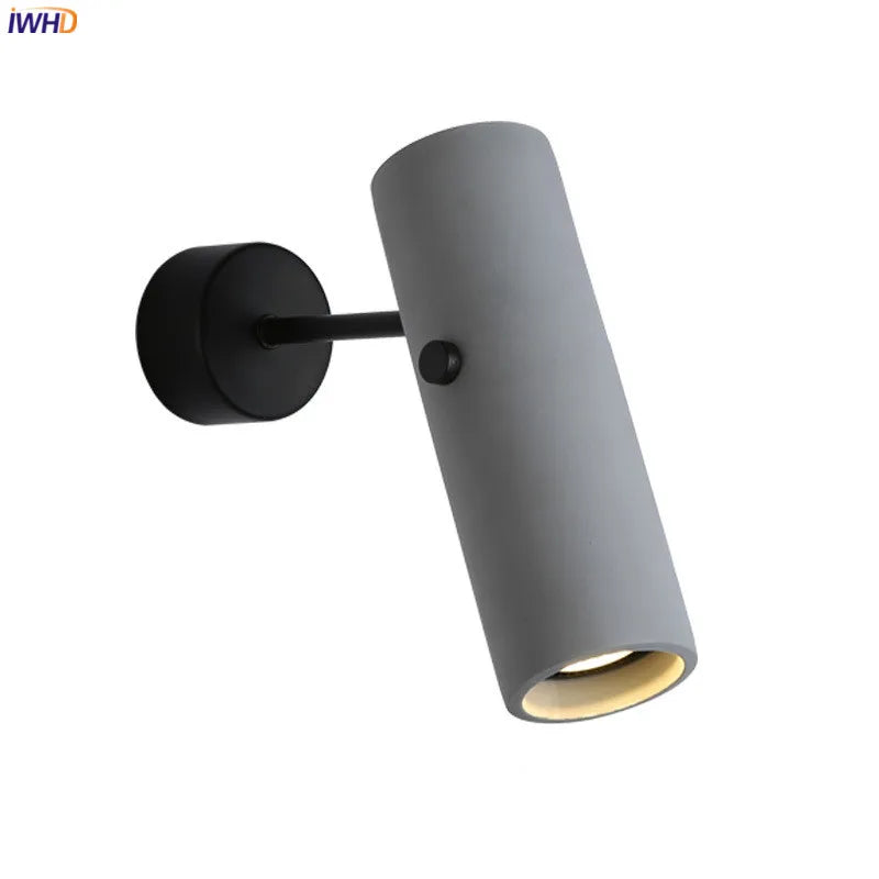 Applique murale LED industrielle rotative grise vue de face