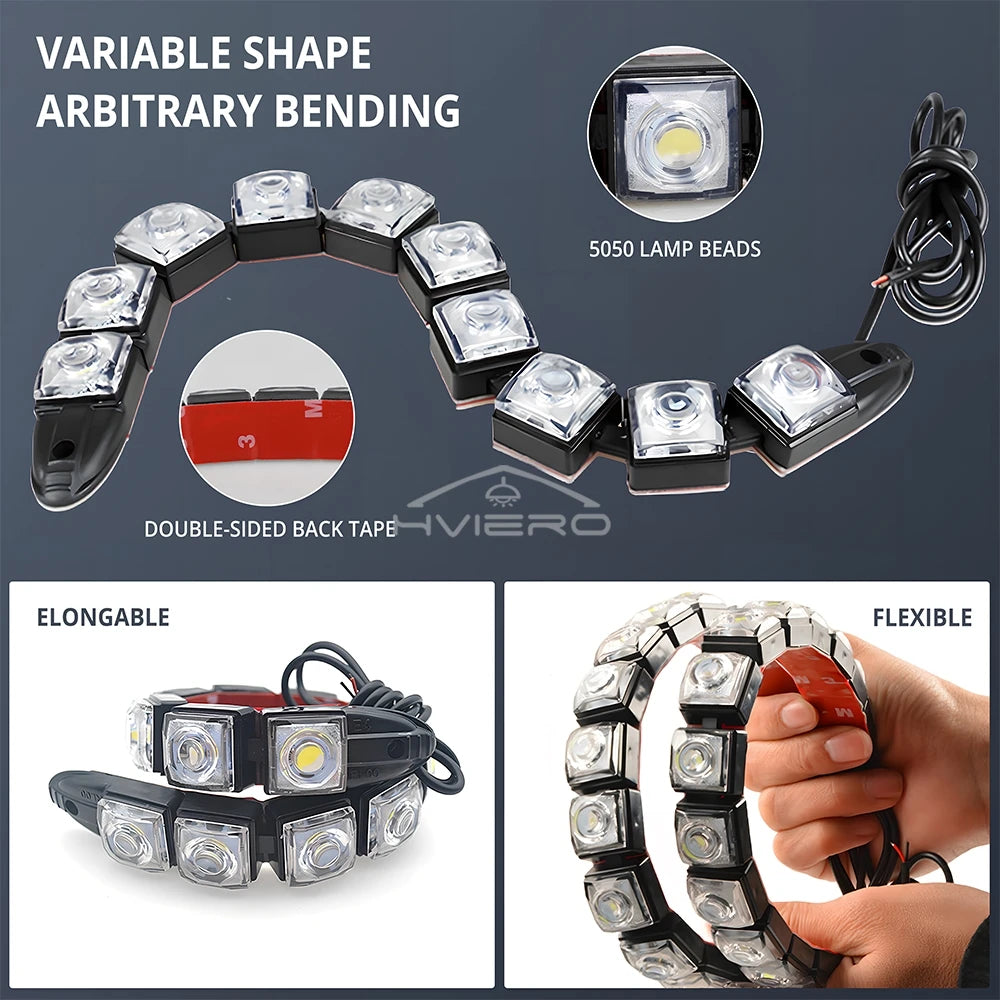 bande led flexible adhésive carrés lumineux noir blanc moderne fonctionnelle 12v 6led 2000 lumens