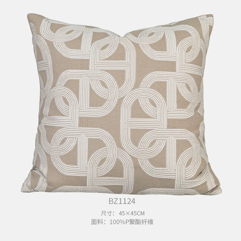 housse coussin carré motif léopard géométrique zigzag texture bouclée moderne polyester