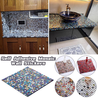 sticker mosaïque moderne stickers muraux carreaux brillants doré bleu rouge rose violet adhésifs décoration