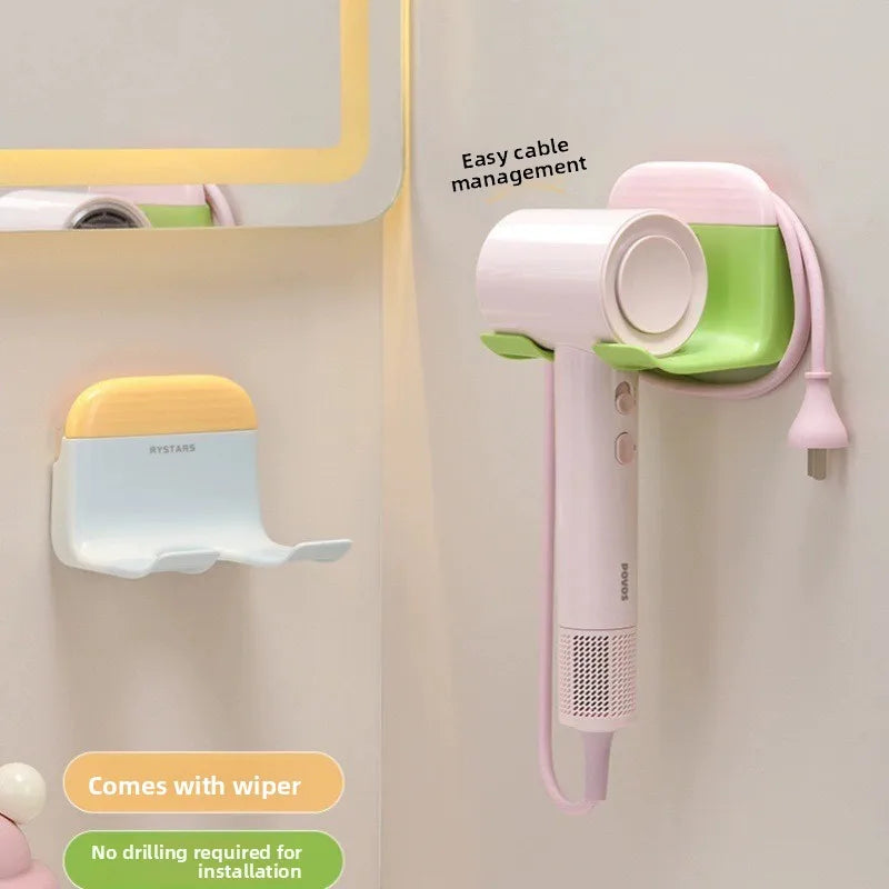 support mural aspirateur séchoir cheveux adhésif vert rose blanc moderne pratique