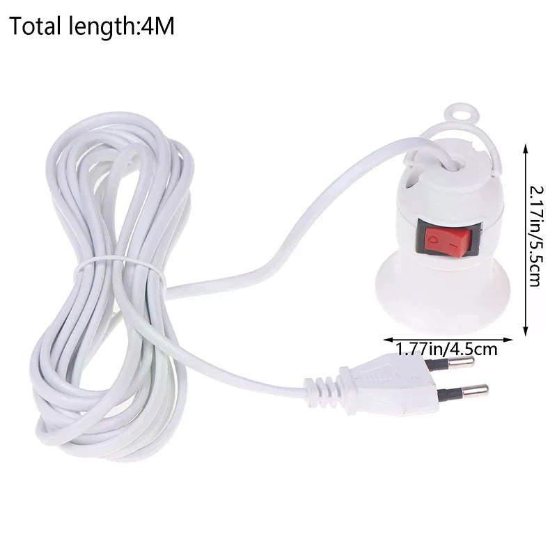 interrupteur blanc moderne câble 4m prise électrique sans fixation rond lisse