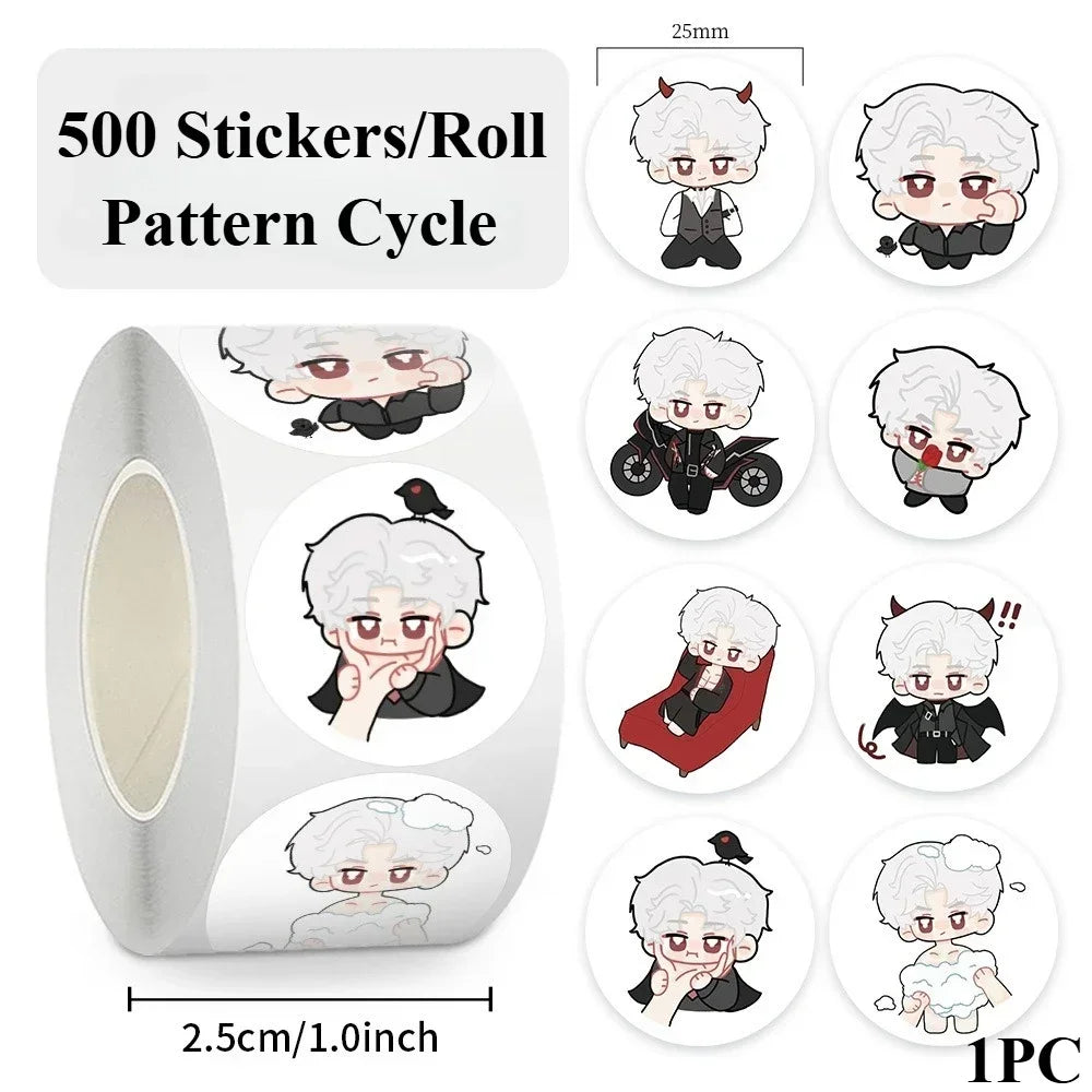 sticker autocollant cartoon personnages mignons motifs colorés 500 pièces rouleau scrapbooking journal intime carnet