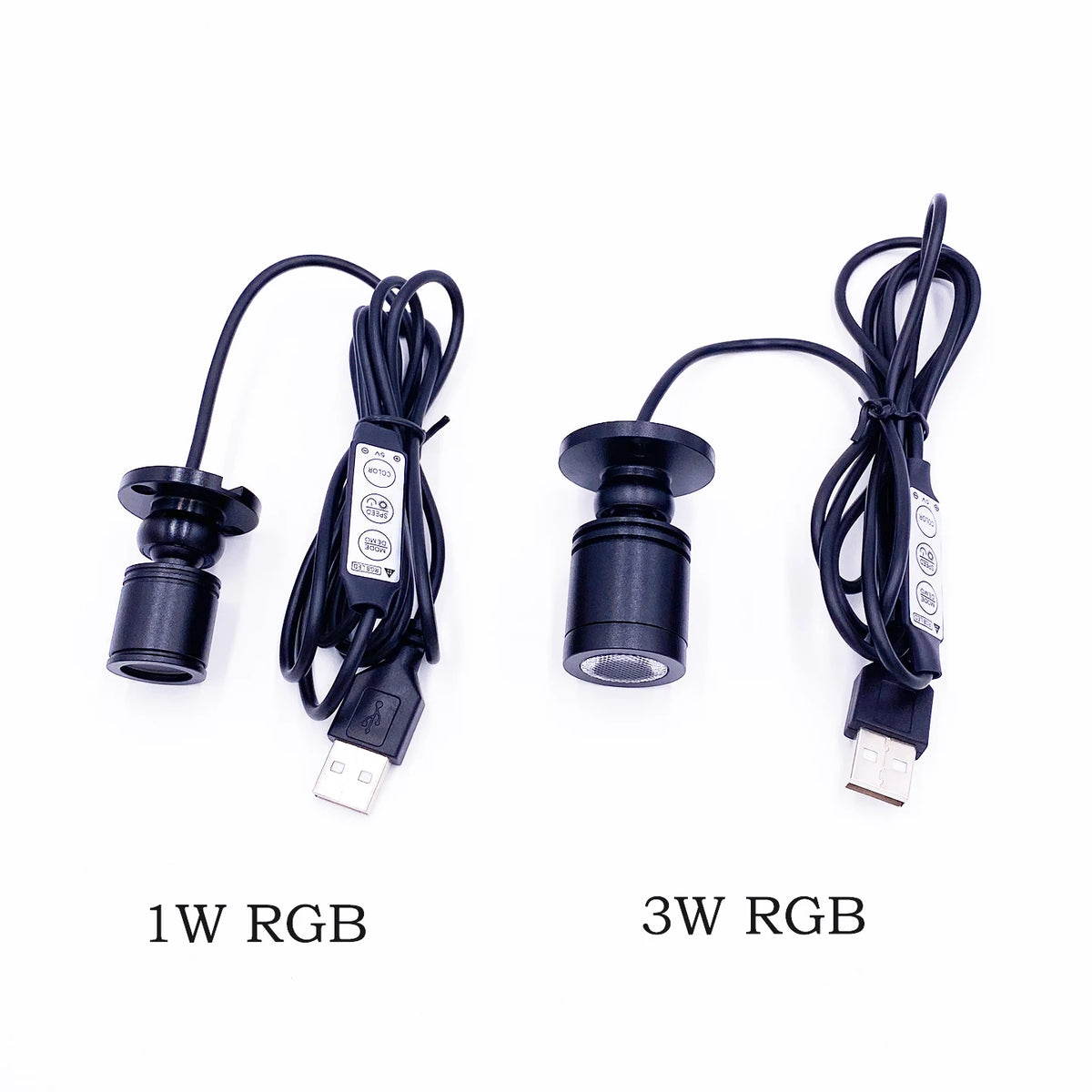 projecteur led rgb noir moderne 1w 3w usb 5v télécommande adhésif opaque