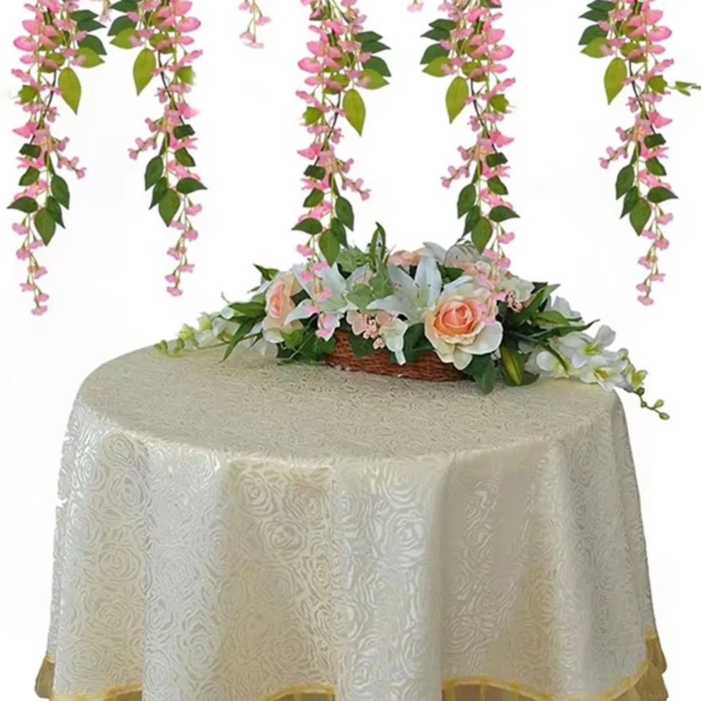 Guirlande fleurs artificielles hortensia vert blanc rose violet mariage intérieur