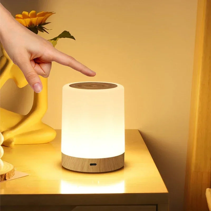 lampe table led tactile blanc bois moderne minimaliste translucide flux lumineux faibleRGBOptimal