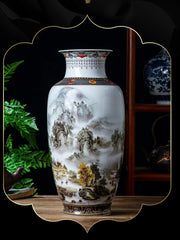 vases céramique décorations colorées motifs floraux paysages montagneux oiseaux géométriques 36cm