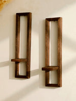 appliques murales bois marron bougeoirs modernes deco chambre salon vertical minimaliste rustique