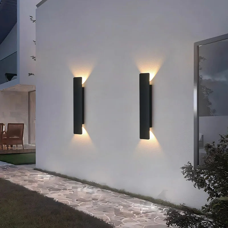 applique murale moderne extérieure led 18w aluminium hydrofuge ip65 noir 61cm