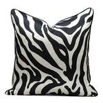 housse coussin jacquard motif zèbre moderne 100 polyester bleu marine noir marronclair blanc 60x60cm