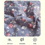 litre couverture fleurs romantique gris rouge blanc dentelle bordure chambre fille
