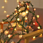 guirlande lumineuse rose feuilles vert festifs decoration mariage noel anniversaire blanc orange