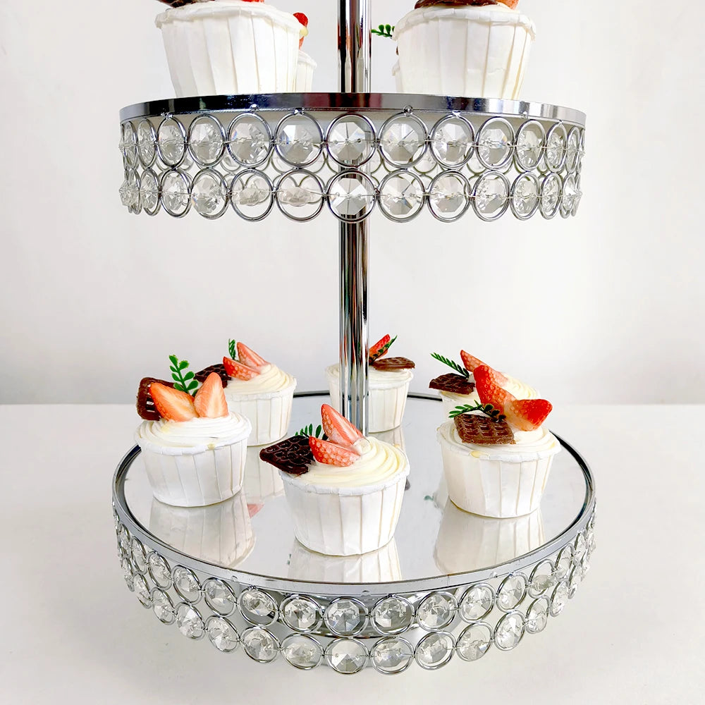 présentoir cupcakes or strass élégant support métal miroir classique desserts table basse service thé