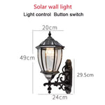 lampe murale solaire led or noir texture metallique verre translucent classique vintage ip55