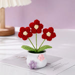 décoration maison tricotée bouquet fleurs artificielles anniversaire baby shower tricolore creative artisanal