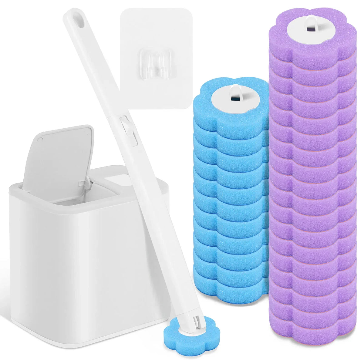 brosse wc jetable tête remplacement boîte rangement moderne blanche bleue violette