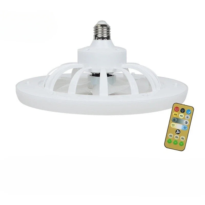ventilateur lampe led blanc moderne minimaliste vitesses télécommande e27 ac85 265v
