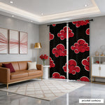 rideau imprimé moderne nuages stylisés noir rouge opacité maison polyester
