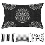 coussins géométriques motifs mandalas modernes polyester noir blanc minimaliste 30x50cm