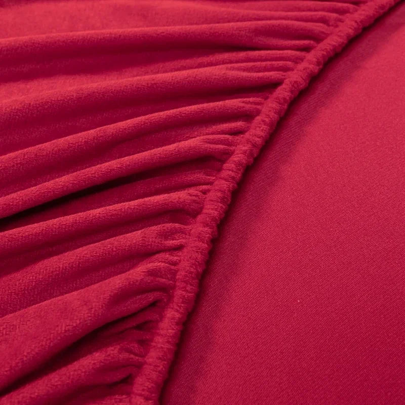 Drap-housse en flanelle velours épais couleur jaune clair sur lit jumeau