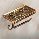 porte savon mural vintage ornements floraux porte rouleau papier toilette bronze blanc noir classic