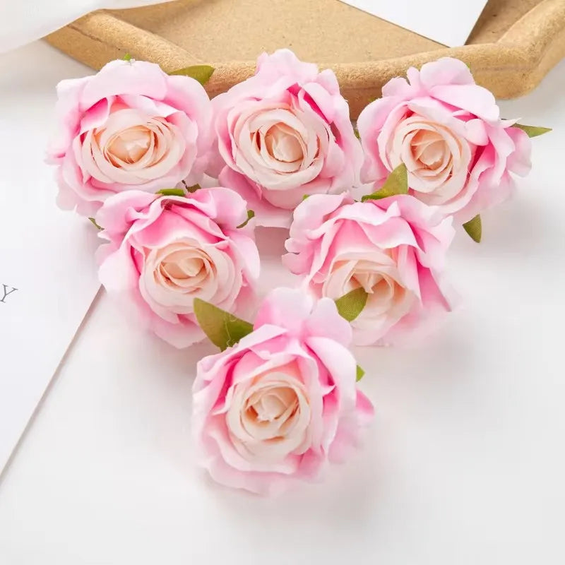 fleurs artificielles roses soie feuilles vertes décoration mariage fête maison scrapbooking