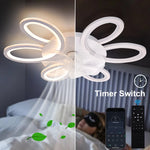 ventilateur led lampe moderne floral blanc six vitesses télécommande application