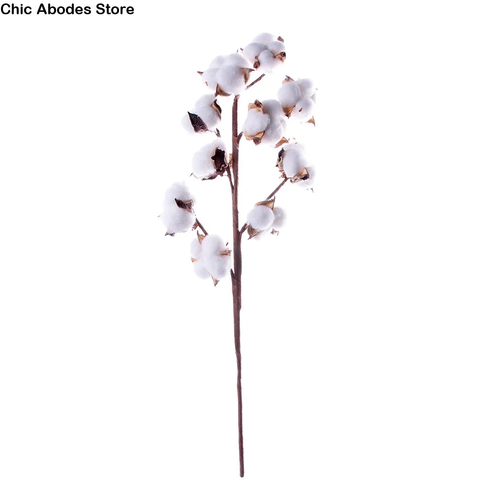 décoration maison blanc marron branches coton artificiel fleurs rustique intérieur anniversaire fête