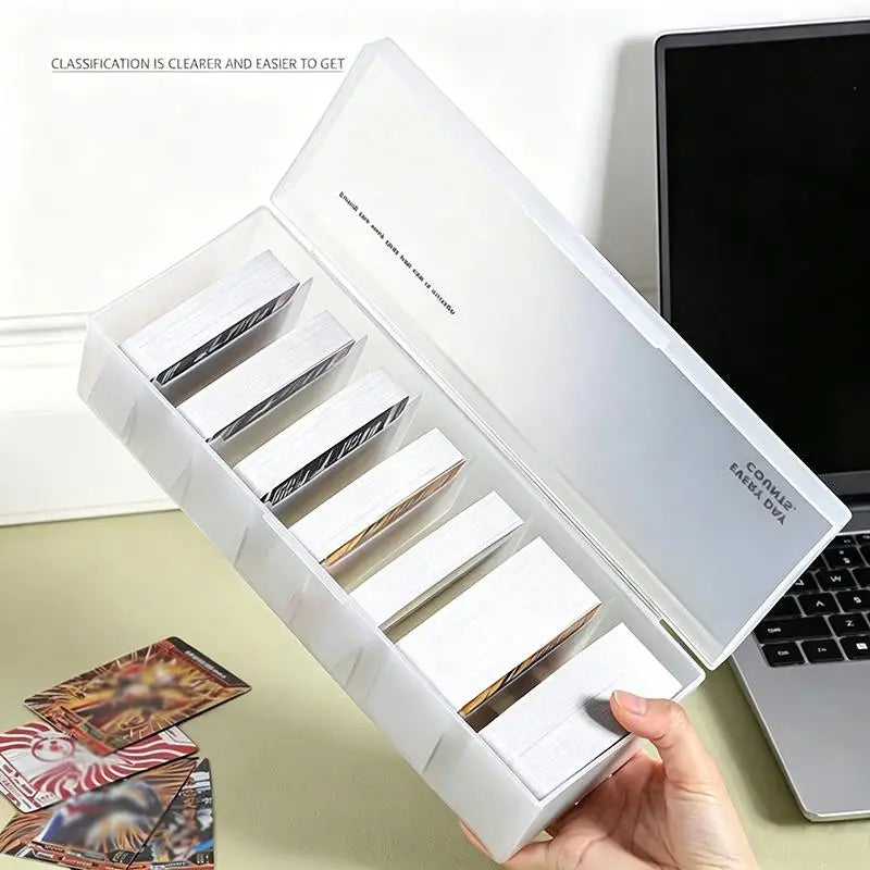 boîte rangement moderne minimaliste blanc translucide compartiments géométriques poignée cartes câbles rubans pinces adaptateur